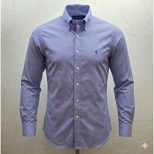 Ralph Lauren Men's Blue Gingham Fitted Button Up Dress Shirt. Size 14 1/2 32/33